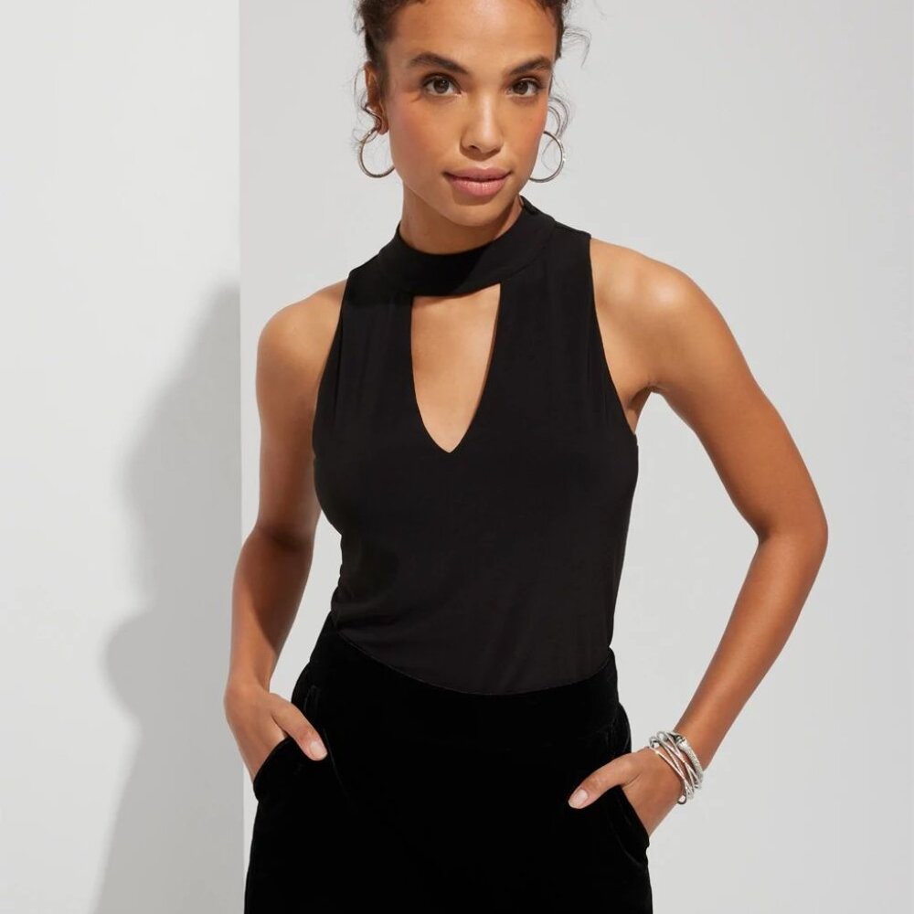 WHBM Sleeveless Cutout Mockneck Halter Top, Size XL, NWT